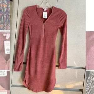 Long Sleeved dusty rose/ mauve sweater dress